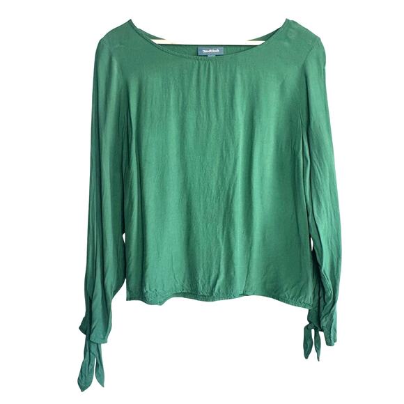 ModCloth Large Green Long Sleeve Top with Tie Cuffs - Picture 1 of 5